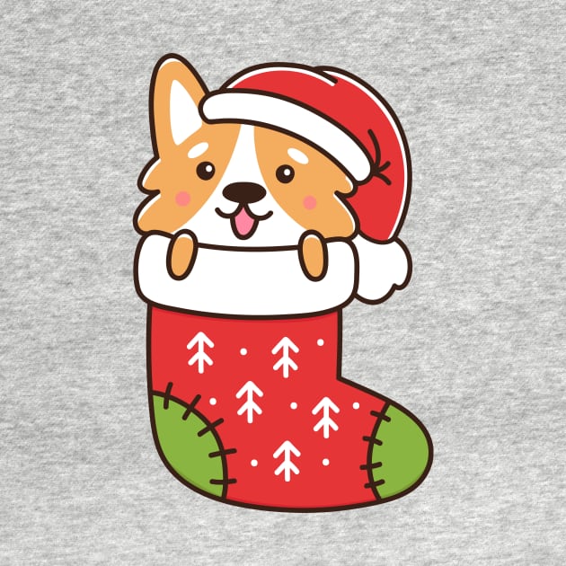 Corgi puppy in christmas sock by Viaire